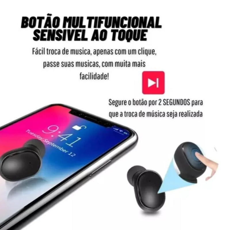 Fone De Ouvido Dual Led Bluetooth 5.0 Airdots Air Sem Fio - Preto